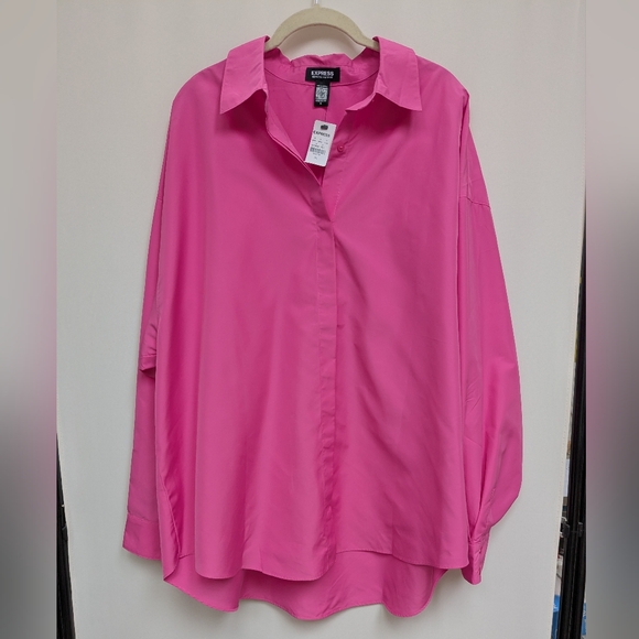 Express Pink Button Down Shirt - Picture 3 of 9